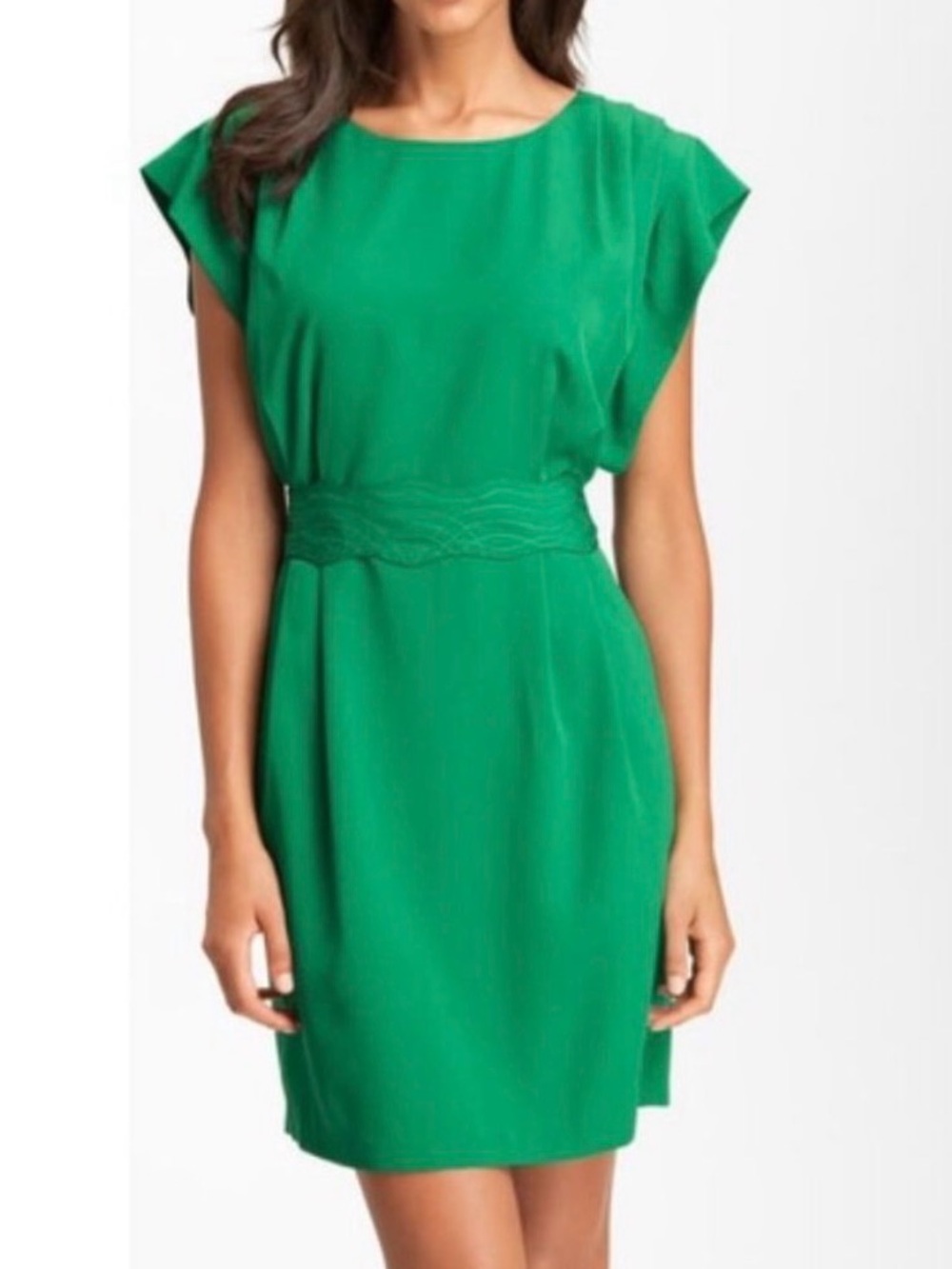 Eliza J Bright Green Short Sleeve Belted Mini Dress